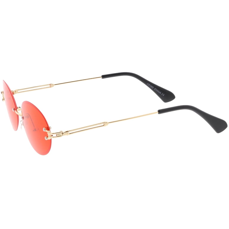 Rimless Oval Sunglasses Slim Metal Arms Color Tinted Neutral  display picture 1