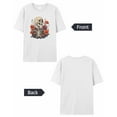thumbnail image 6 of T Shirts for Women Short Sleeve Cotton Crewneck T-Shirt, Retro Flower Poppy Skeleton Skull Tee Tops Casual Basic T-Shirts, XS-5XL White XS, 6 of 7