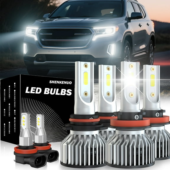 H11 9005 High&Low Beam for Gmc Terrain 2010 2011 2012 2013 2014 2015 2016 2017 2018 LED Headlights Fog Lights 500% Brighter than Halogen 6pack