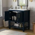 thumbnail image 2 of DELUXE LIVING 30 Inch Bathroom Vanity with Sink, Modern Bathroom Sink Cabinet with Sink Basin, Bathroom Vanities Cabinet with Soft-Closing Doors & Open Storage Shelf, Adjustable Feets, Navy Blue, 2 of 9