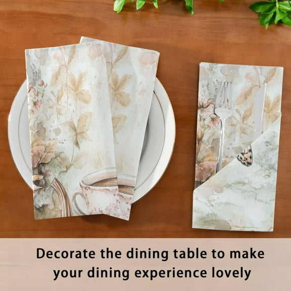 Satin Native Fab Cotton Dinner Napkin Autumn Serenity with Pumpkins Reusable