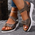 thumbnail image 3 of Rokment Orthopedic Walking Sandals for Women with Arch Support Comfortable Leather Memory Foam Wedge Heels Non Slip Work Summer Shoes Brown Size 6.5, 3 of 6