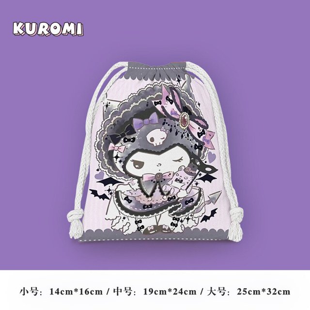 Kuromi-Bolsa de almacenamiento de algodón con cordón para mujer, monedero pequeño de viaje, bolsa de tela para regalo de Navidad
