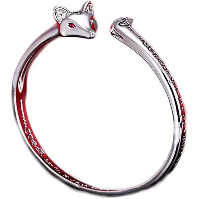 Pulsera de zorro con símbolo de runas y animales, brazalete ajustable, lindo y encantador