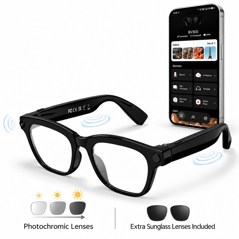 LUOMATE Smart Glasses with 8MP Camera and AI Assistant photo 1