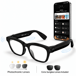 LUOMATE Smart Glasses with 8MP Camera and AI Assistant
