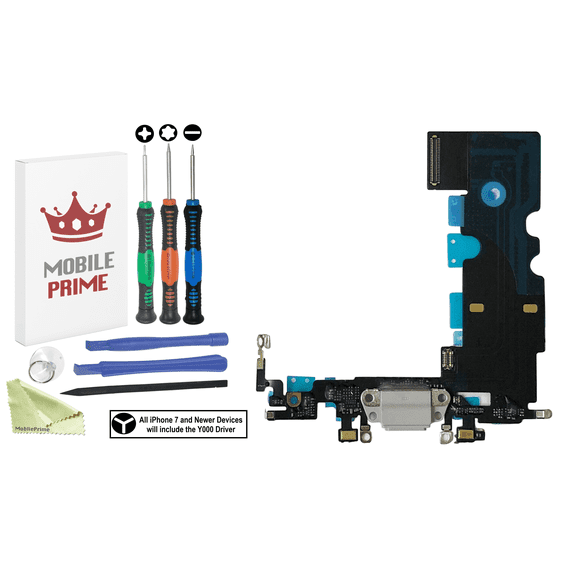 MobilePrime White Charging Charger Port Complete Professional Repair Kit Compatible with Tools for i-Phone 8 A1863, A1905, A1906