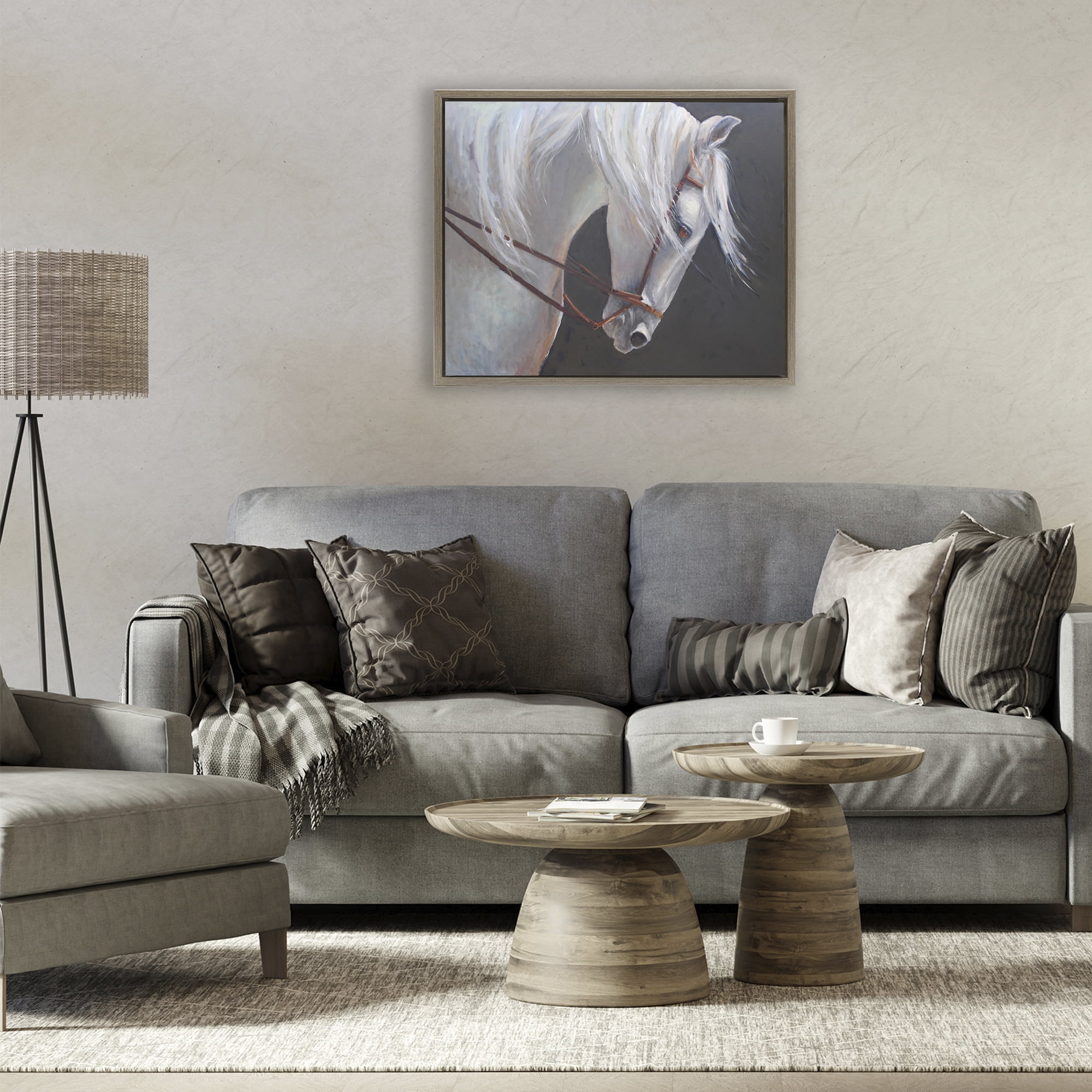 Stupell Industries Majestic White Mare Brown Framed Floater Canvas Wall Art, design by Jadei Graphics