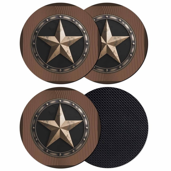 Vintage Texas Star Coasters Set of 4, Absorbent Coasters for Drinks, Retro Art Country Coaster for Desk Coffee Table Protection, Home Decor House Warming Gifts 4"