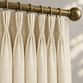 Beige Triple Pleated Linen Curta90 Inch Long 2 Panels Set For Living ...