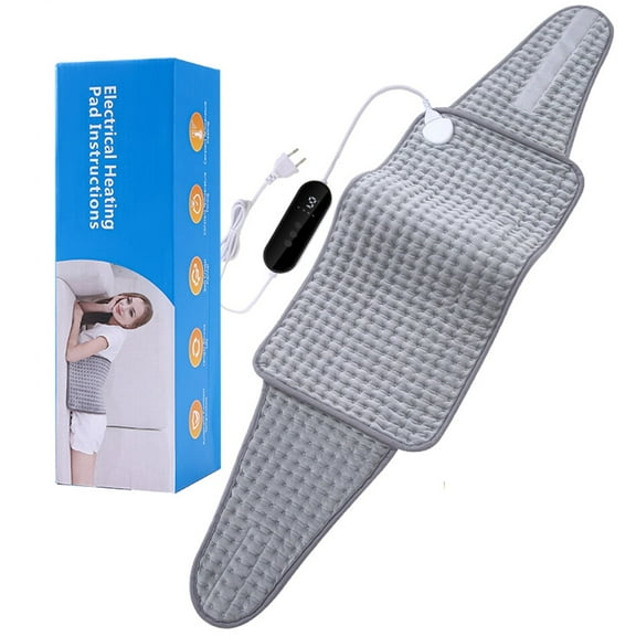 Electric Heating Pad for Period Cramps & Back Pain - 48"x12" Large Coverage, 9 Heat Settings, Auto Shut-Off, Machine Washable for Menstrual & Muscle Relief, Gray