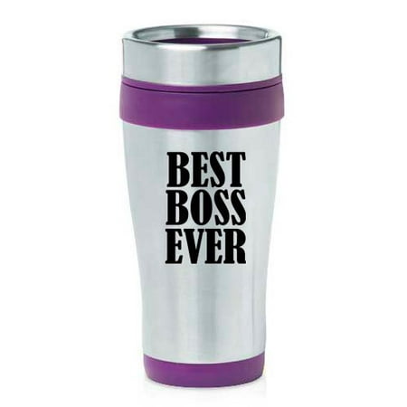 16oz Insulated Stainless Steel Travel Mug Best Boss Ever (Purple