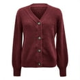 thumbnail image 5 of iHPH7 Cropped Cardigan for Women Soft Cardigans for Women Cropped Sweater Casual Outfits for Women Loose Cardigan for Women Fall Sweaters for Women Casual Outerwear Wine L, 5 of 6