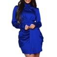 thumbnail image 4 of DYMADE Women Solid Pleated Long Sleeve Sexy Mini Dress, 4 of 4