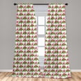 thumbnail image 5 of Ambesonne Tropical Curtains, Monsteras Hibiscus Flowers, Pair of 28"x84", Magenta and Olive Green, 5 of 5
