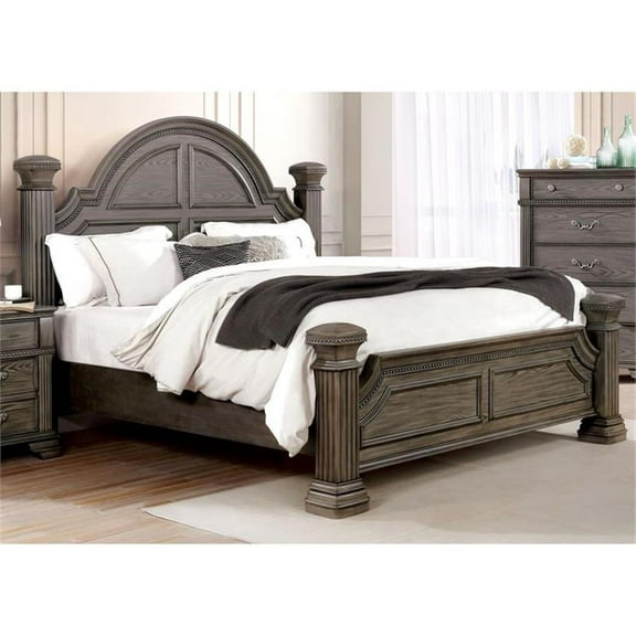 Furniture of America Charo Traditional Wood California King Panel Bed in Gray