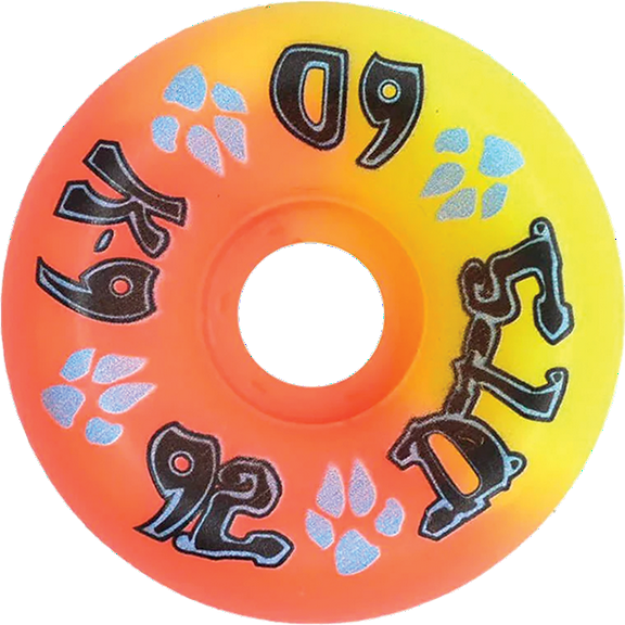 Dogtown K-9 80'S Skateboard Wheels 60mm 92a Neon Yellow/Orange Split