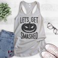 thumbnail image 2 of Let's Get Smashed Tank Top, Ladies Racerback Tank Top, Halloween Tank, Pumpkin Tank, Silver Gray, X-Large, 2 of 3