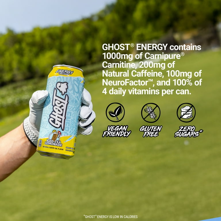 GHOST® ENERGY Zero Sugars Energy Drink, Iced Tea Lemonade, 200mg