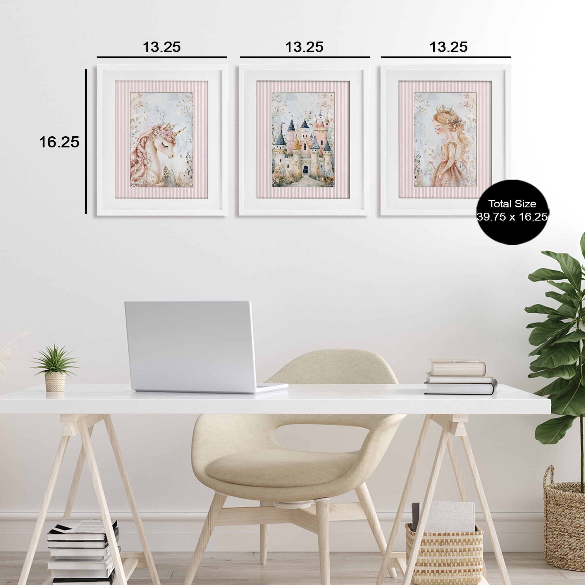 Stupell Industries Fantasy Enchanted Dreams 3 Piece White Framed Print Under Glass Set, design by Christine Simpson Art
