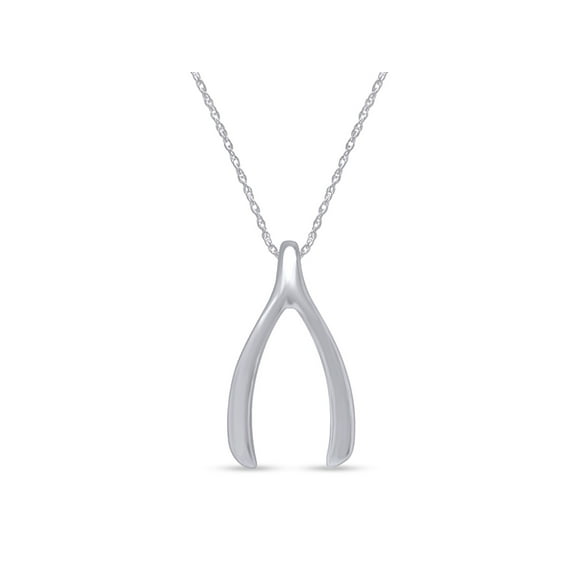 AFFY Wishbone Pendant Necklace in 14K White Gold Over Sterling Silver