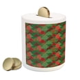 thumbnail image 2 of Christmas Piggy Bank, Abstract Pines with Swirls Dots Lines Design Patchwork Style Print, Ceramic Coin Bank Money Box for Cash Saving, 3.6" X 3.2", Dark Coral Dark Green, by Ambesonne, 2 of 4