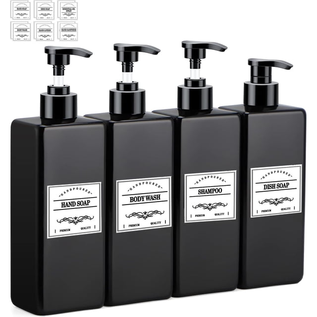 Voyzdx 4PCS Dispensador De Jabón 500 Ml,Envase Botella de Plástico Vacías Dispensador de Jabón Reutilizable con Bomba para Loción,Champ&uacut