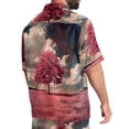 thumbnail image 4 of Hawaiian Shirt for Men, 2 Piece Set for Men, Mens Beach Outfit, Pink Tree, Mens Matching Shirt and Shorts Set, 4 of 6