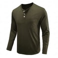 thumbnail image 4 of Long Sleeve Shirts for Men Henley Shirt Crew Neck Buttons Solid Color Casual Loose Henley Shirts for Men, 4 of 5