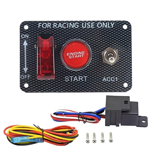 BLLYOGU 3-in-1 Universal 12V Racing Ignition Switch Panel - Push Button Toggle for Race Car, Boat, Truck