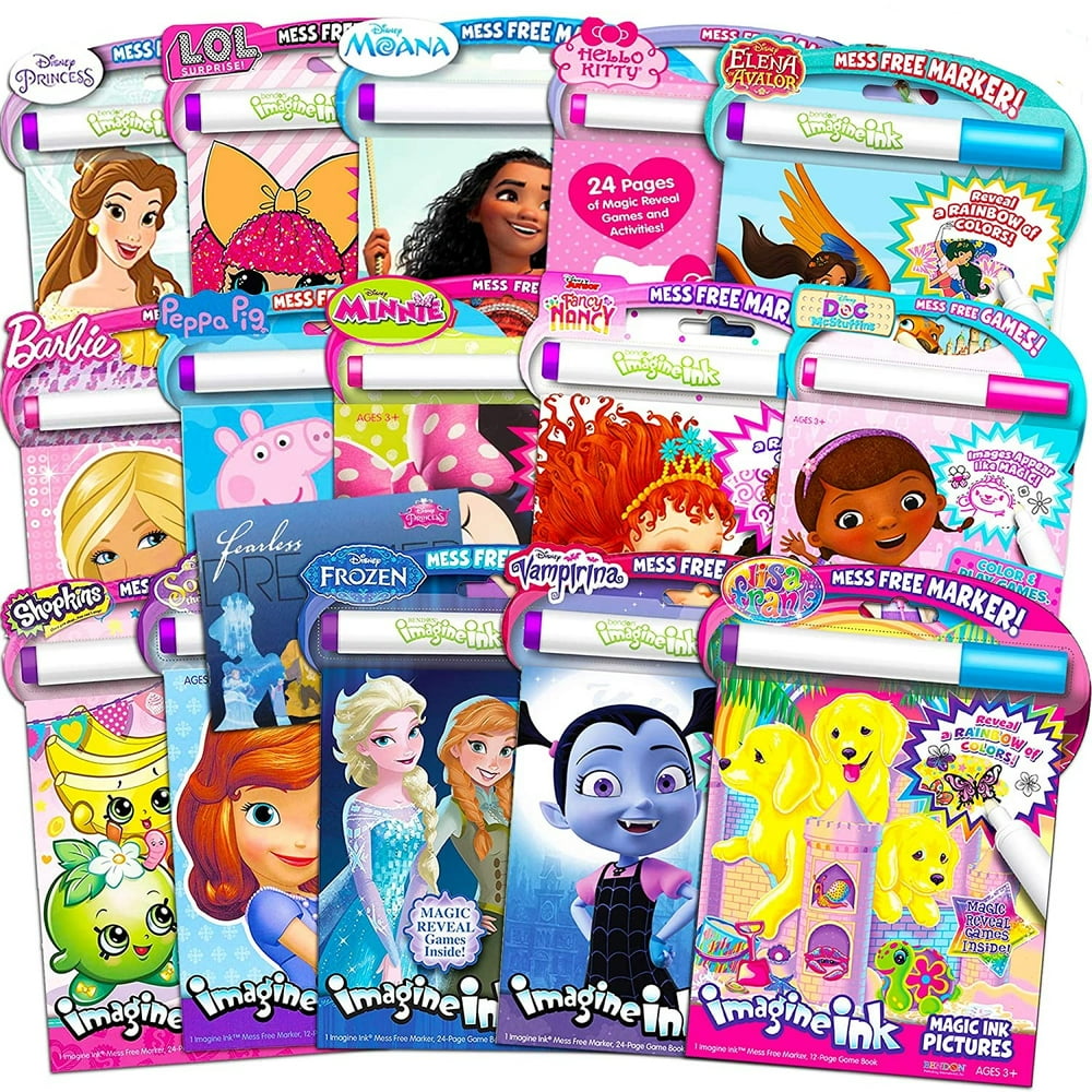 Imagine Ink Coloring Book Assorted Set for Girls (Bundle Includes 6