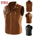 thumbnail image 2 of Chalecos de cuero PU para hombre, chaleco de lana con múltiples bolsillos Vintage para motocicleta, chaqueta fina sin mangas a la moda, Chaquetas de invierno y otoño para hombre, 2 of 4