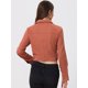 thumbnail image 4 of Chaqueta de motociclista recortada Allegra K S de gamuza sintética con muescas En el cuello y bolsillos Rojo Marrón, 4 of 6