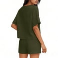 thumbnail image 5 of Two Piece Short Sets for Women Casual Summer Outfits Fashion Women's Casual Solid Short Sleeve Pocket Short Pants Ladies Pants Set, 5 of 6