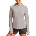 thumbnail image 2 of Hurxie Womens Athletic Jacket Hoodie Zip Up Cropped Lightweight Jackets UPF 50+ Sun Protection Long Sleeve Workout Shirt Gray,S, 2 of 7