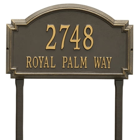 - Personalized Whitehall Products Williamsburg Two Line Lawn Plaque in Bronze/Gold