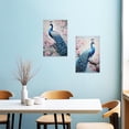 thumbnail image 5 of ZHONGYUTONG Peacock Wall Art Set of 2 Blue Peacock Pictures Wall Decor Elegant Peacock Painting Beautiful Animal Poster Canvas Prints Home Decor Frame (11"x14"x2PCS), 5 of 6