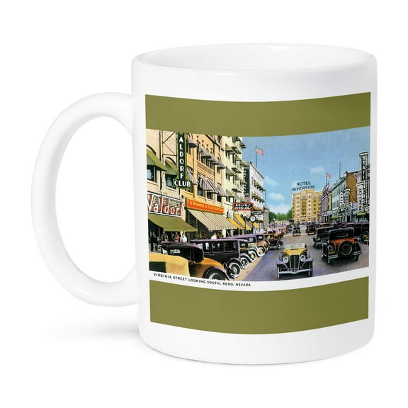3dRose, Virginia Street Looking South, Reno, Nevada with Antique Cars, 15oz Mug