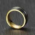thumbnail image 2 of Black Tungsten Men's Wedding Band with Gold Detail | Flat Edge Design | 8mm Comfort Fit Men's Engagement Ring | Lifetime Warranty, 2 of 7