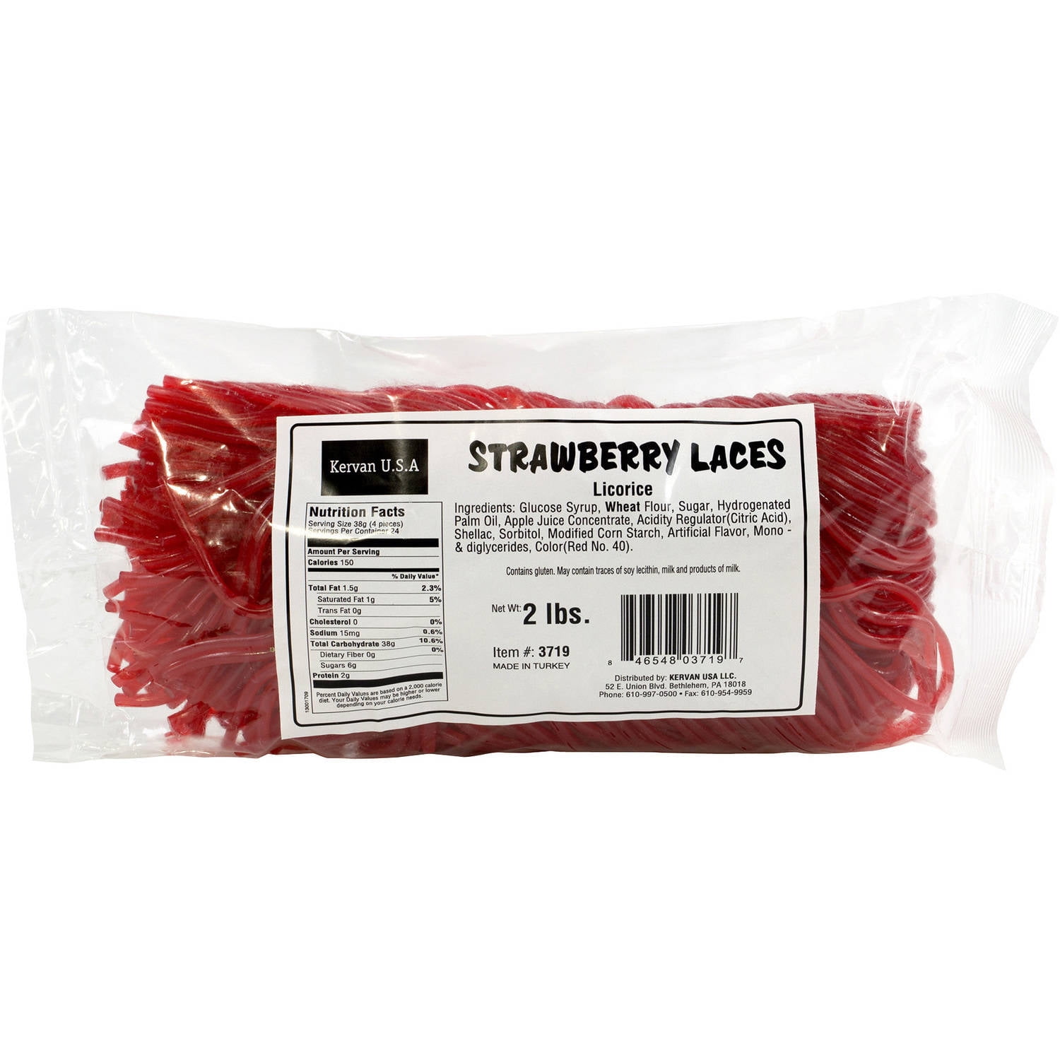 Kervan Strawberry Laces Licorice, 2 lbs by Kervan