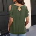 thumbnail image 6 of GigrtiJin Womens Cold Shoulder Tops Crew Neck Off Shoulder Sleeve Solid Color Loose Breathable Blouse, 6 of 7