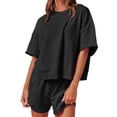 thumbnail image 2 of Half Sleeve Women 2 Pieces Sets Solid Sport Yoga Suit, 2 of 3