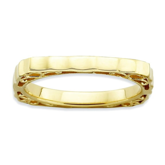 2.25mm 925 Sterling Silver Stackable Polished Gold PlatedSquare Ring Size 9 Stackable Ring for Women