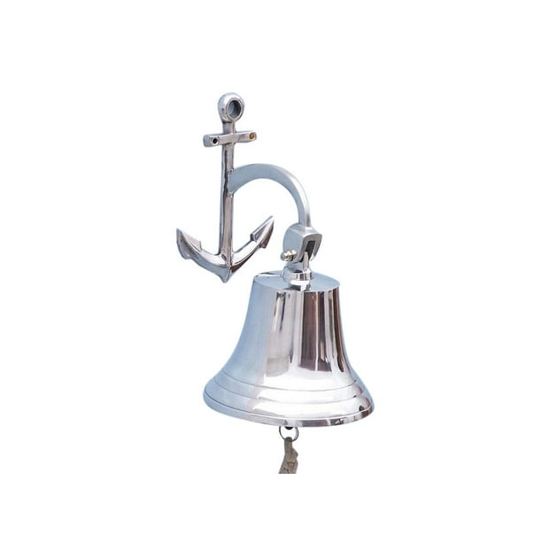 Anchor Chrome Bell 8" Chrome Nautical Bell Decorative Chrome Bell