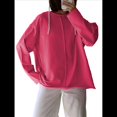 thumbnail image 1 of Camisetas de Larga Extragrandes para Mujer, Camisetas Básicas de Cuello Redondo, Tops de Otoño, Ropa Informal de Entrenamiento Y2K. Rosa Roja M, 1 of 9
