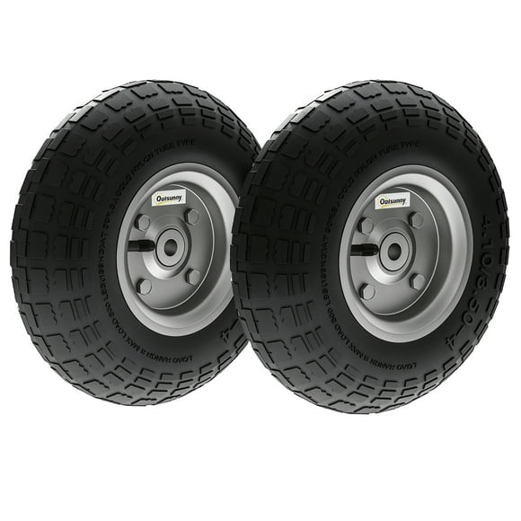Outsunny 10" Pneumatic Dolly Wheels, Set of 2 for Carts, Sack Trucks Black