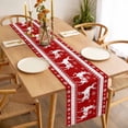 thumbnail image 3 of Christmas Elk Table Runner 120 Inches Long Farmhouse Dress Scarves, Xmas Snowflakes Vintage Red Geometric Art Dining Tablerunner for Coffee Table/Kitchen Island/Party Décor, 13" x 120", 3 of 8