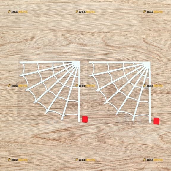 2X White 4" Corner Spider Web Cobweb Decal Sticker Car Vinyl no bkgrd