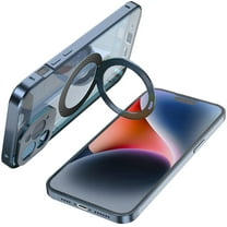 Dteck for iPhone 14 Pro Max Case Compatible with MagSafe, Safetly Lock   Magnetic adsorption Aluminum Bumper Tempered Glass Screen Protector Full Body Shockproof Case with Magnetic Ring Stand,Blue