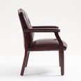 thumbnail image 3 of CQSXDA Ergonomic Leather Reception Guest Chairs With Padded Seat And Arms For Office Meeting Waiting Room Conference Use, Burgundy, 3 of 13